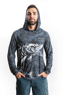 Гольфстрим (Gulf stream) лонгслив с капюшоном GRAYLING (щука чешуя) GRLS-05GR
